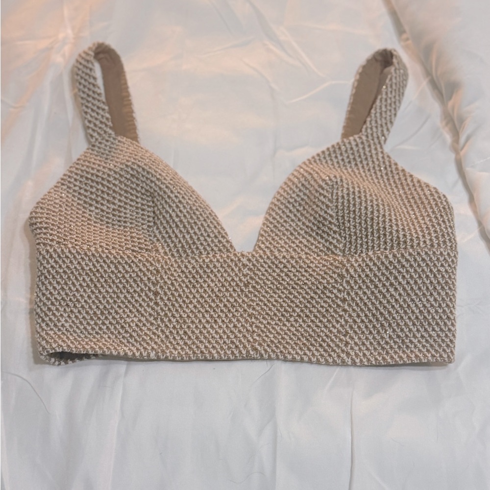 L’agence Tan and gold crop top
